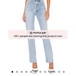 Agolde Blue Straight Leg Jeans High-Waisted
